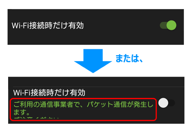 Wi-Fi接続時だけ有効設定